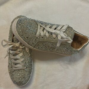Size 8 bedazzled lace up sneakers